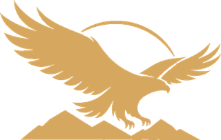 Rockeagle Group logo — gold eagle over mountain peaks